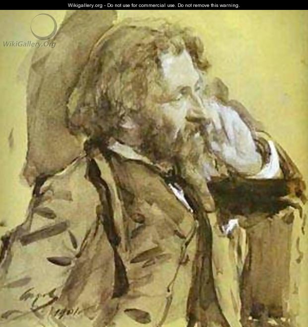 Portrait Of The Artist Ilya Repin 1901 - Valentin Aleksandrovich Serov