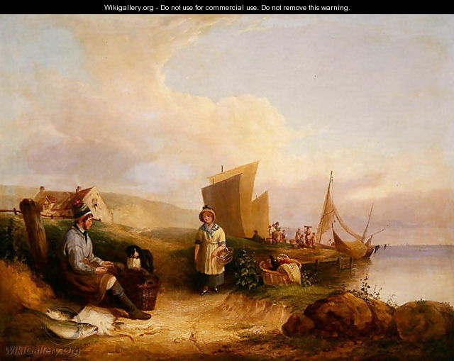 Fisherman mending his net - William Joseph Shayer