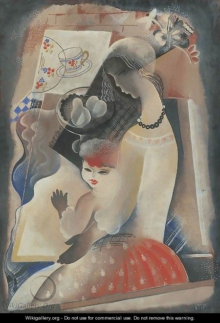 Young Woman with Child 1930s - Aurel Bernath