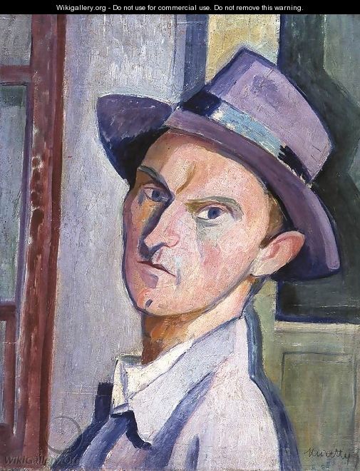 Self-portrait in a Purple Hat 1929 - Janos Kmetty