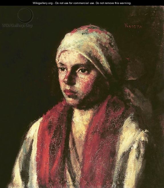 Girl with Red Kerchief 1917 - Jeno Remsey