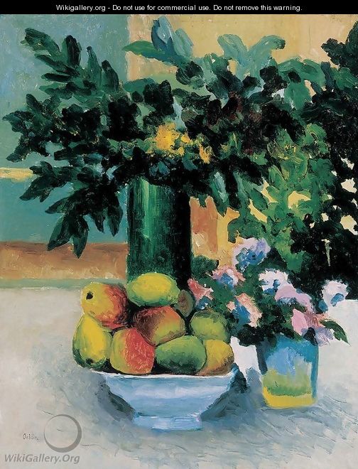 Still life with Apples and Flowers 1908 - Miksa Roth