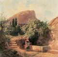 Italian Garden with Female Figure 1863 - Andras Marko