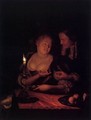 Gentleman Offering a Lady a Ring in a Candlelit Bedroom 1698 - Godfried Schalcken