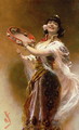 Gypsy Girl with a Tambourine - Alois Hans Schramm