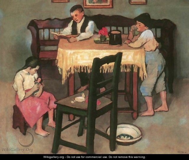 Peasant Room with Three Childrem 1907 - De Lorme and Ludolf De Jongh Anthonie