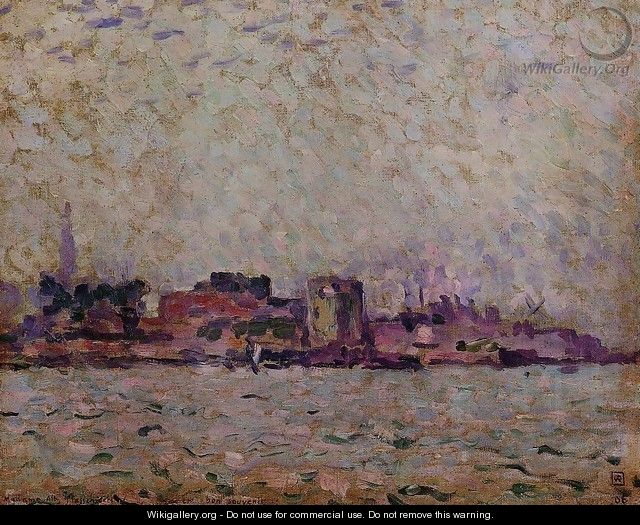Morning Fog over the Port of Veer Holland 1906 - Theo Van Rysselberghe