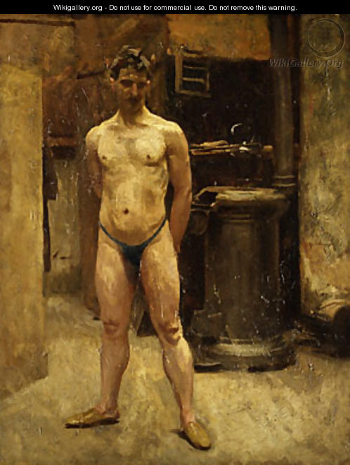 A Male Model Standing before a Stove - John Singer Sargent