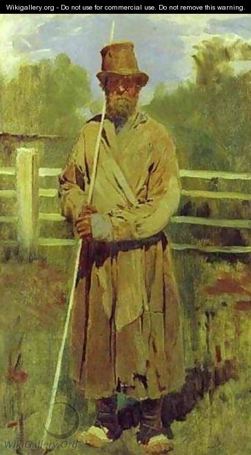 Peasant With A Pole Study 1877 - Viktor Vasnetsov