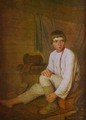 Peasant Boy Putting On Bast Sandals 1823-1827 - Aleksei Gavrilovich Venetsianov