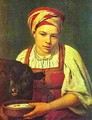 A Peasant Girl With A Calf 1820s - Aleksei Gavrilovich Venetsianov