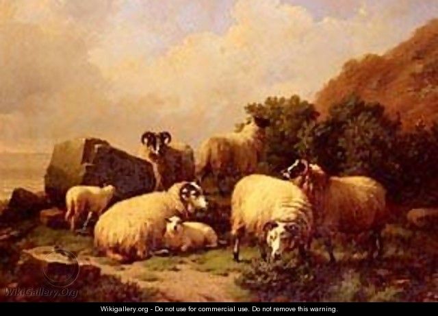 Sheep grazing By The Coast - Eduard Veith
