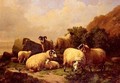 Sheep grazing By The Coast - Eduard Veith