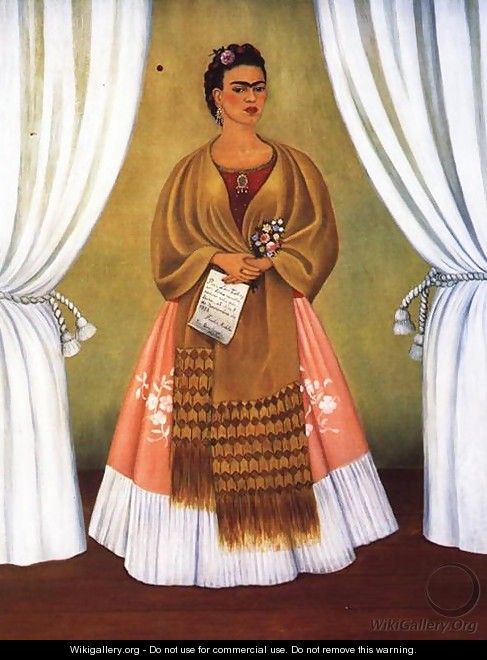 Self Portrait Dedicated To Leon Trotsky Or Between The Curtains 1937 - Frida Kahlo