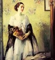 A Young Woman Holding A Bouquet - Ferenc Bolmanyi