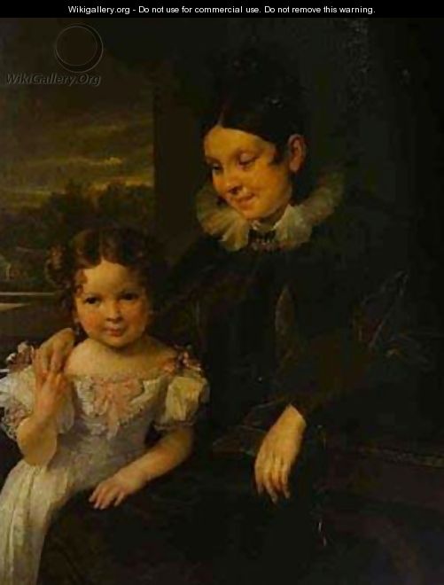 Portrait Of VI Yershova With Her Daughter 1831 - Vasili Andreevich Tropinin