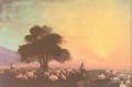 Flock of sheep with herdsmen sunset - Ivan Konstantinovich Aivazovsky