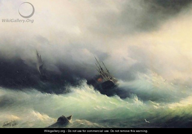 Ships in a Storm - Ivan Konstantinovich Aivazovsky