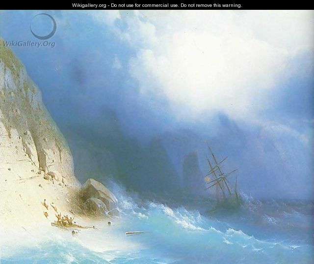 The Shipwreck near rocks - Ivan Konstantinovich Aivazovsky