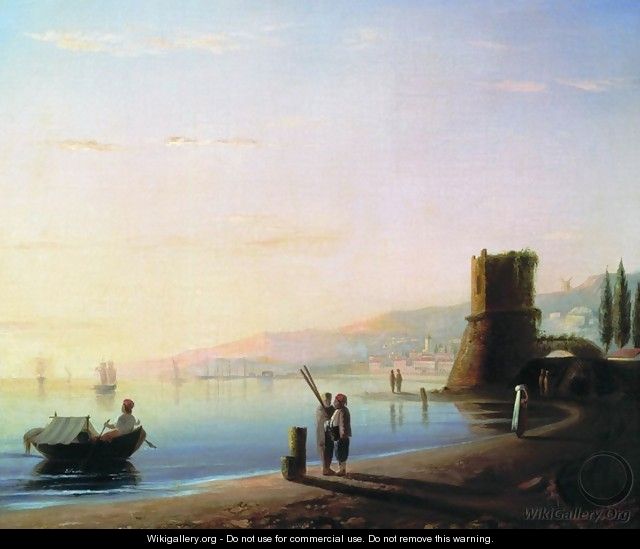 The pier in Feodosia - Ivan Konstantinovich Aivazovsky