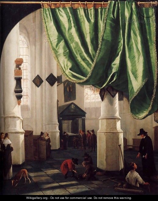 Interior of the Oude Kerk, Delft, with the Tomb of Piet Hein - Hendrick Van Vliet