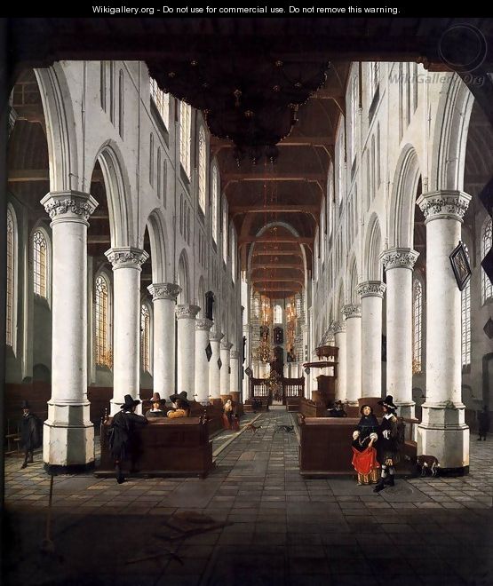 Interior of the Nieuwe Kerk, Delft, from beneath the Organ Loft at the Western E - Hendrick Van Vliet