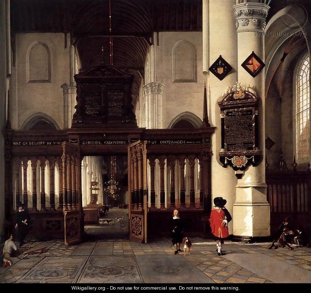 Interior of the Nieuwe Kerk, Delft, with the Memorial Tablet of Adriaen Teding v - Hendrick Van Vliet
