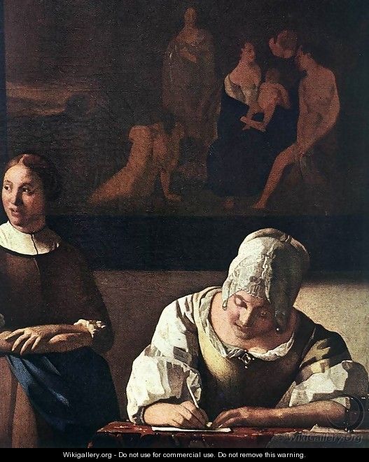 Lady Writing a Letter with Her Maid (detail) - Jan Vermeer Van Delft