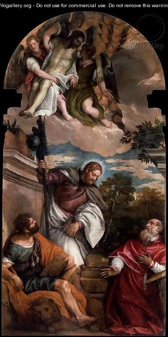 Sts Mark, James and Jerome with the Dead Christ Borne by Angels - Paolo Veronese (Caliari)