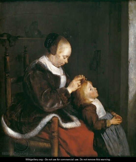 Mother Combing the Hair of Her Child - Gerard Terborch