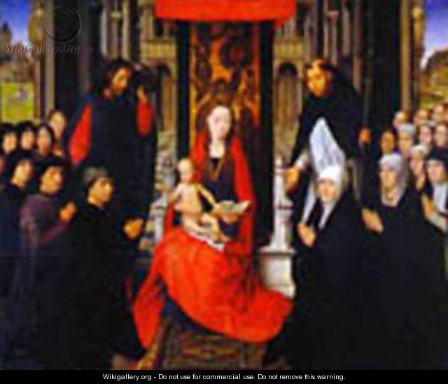 The Virgin And Child Between St James And St Dominic Presenting The Donors And Their Families Known As The Virgin Of Jacques Floreins - Hans Memling