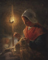 Woman Sewing By Lamplight 1870-1872 - Jean-Francois Millet