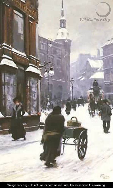 A Street Scene In Winter - T. Paul Fisher