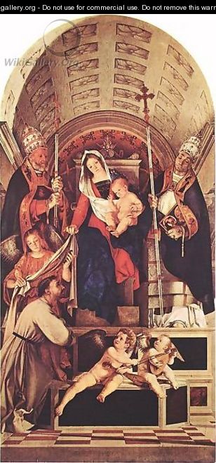 Madonna and Child with Sts Dominic Gregory and Urban - Lorenzo Lotto