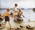 Boys Playing at the Beach - Albert Edelfelt
