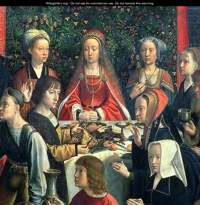 The Marriage at Cana detail of the bride and surrounding guests - Gerard David