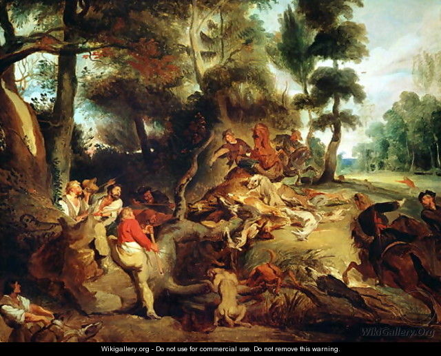The Wild Boar Hunt after a painting by Rubens 1840 50 - Eugene Delacroix