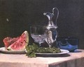Still life study of silver glass and fruit - Jeno Gabor