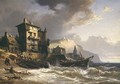 Hauling the Boats ashore on the Coast of Brittany - Charles Euphraisie Kuwasseg