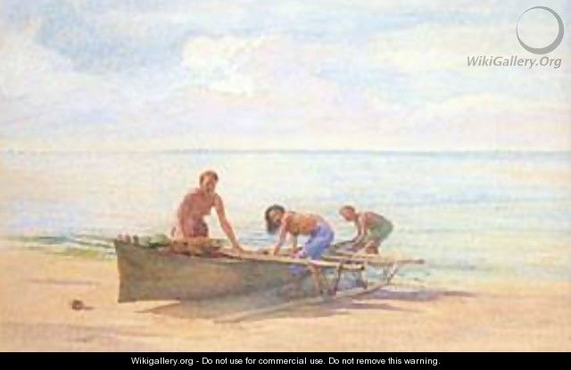 Women Drawing up a Canoe - Jeno Gabor