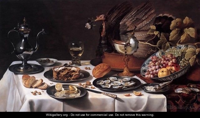 Still life with Turkey Pie 1627 - Pieter Claesz.