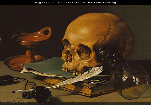 Still Life with a Skull and a Writing Quill 1628 - Pieter Claesz.