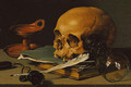 Still Life with a Skull and a Writing Quill 1628 - Pieter Claesz.
