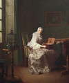 Lady with a Bird Organ 1753 - Jean-Baptiste-Simeon Chardin