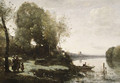 River with a Distant Tower 1865 - Jean-Baptiste-Camille Corot