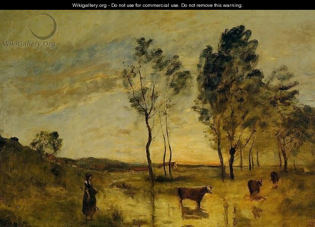 Le Gue (aka Cows on the Banks of the Gue) 1870-1875 - Jean-Baptiste-Camille Corot