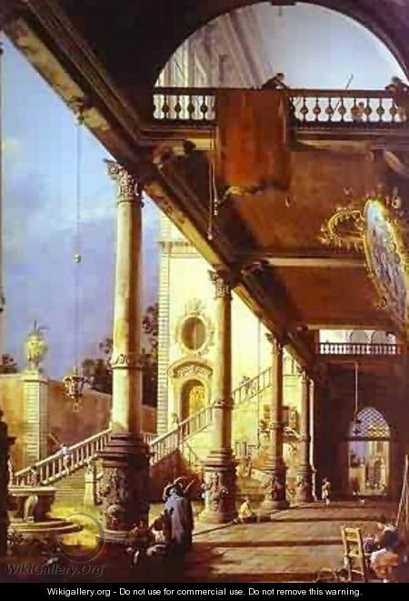Capriccio Ofolonade And The Courtyard Of A Palace 1765 - (Giovanni Antonio Canal) Canaletto