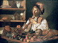 Interior with a Still Life and a Young Man Holding a Recorder - Cecco Del Caravaggio