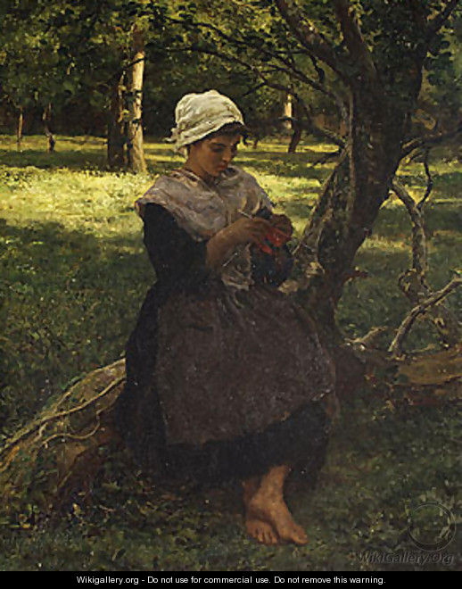A Peasant Girl Knitting 1873 - Jules (Adolphe Aime Louis) Breton