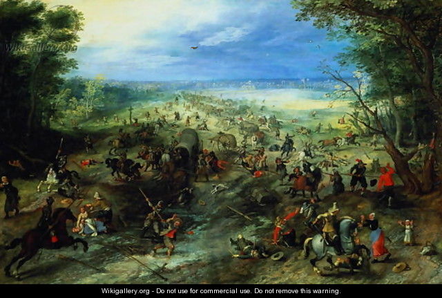 Raid on a caravan of wagons 1612 - Jan The Elder Brueghel